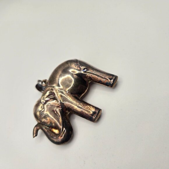 Vintage 925 Sterling Silver Puffy Elephant Pendant Large 2" - Picture 3 of 5